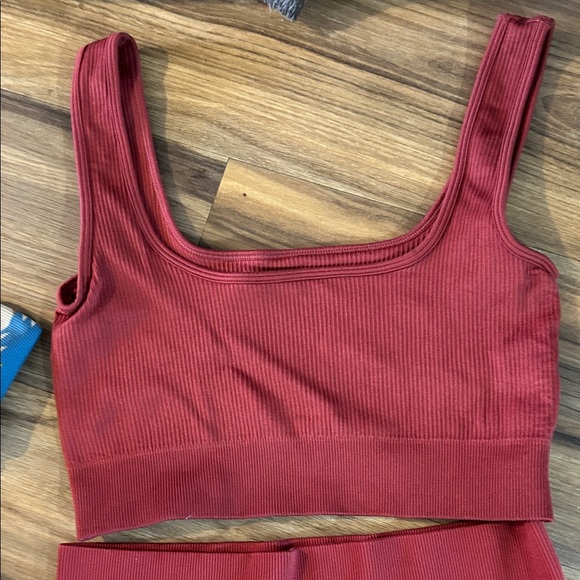 Red Two-Piece Set with Colorful Patterned Top - Picture 4 of 6